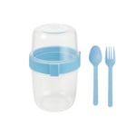 Açık Mavi Saklama Kabı – 2 Katlı Taşınabilir Yemek Kabı, Kaşık ve Çatal Dahil 18x10 cm