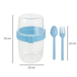 Açık Mavi Saklama Kabı – 2 Katlı Taşınabilir Yemek Kabı, Kaşık ve Çatal Dahil 18x10 cm