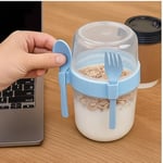 Açık Mavi Saklama Kabı – 2 Katlı Taşınabilir Yemek Kabı, Kaşık ve Çatal Dahil 18x10 cm