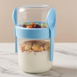 Açık Mavi Saklama Kabı – 2 Katlı Taşınabilir Yemek Kabı, Kaşık ve Çatal Dahil 18x10 cm