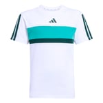 adidas 3 Stripes Tiberio Çocuk Tişört, 7-8 Yaş, 01-JX0192-4, Beyaz, Unisex Çocuk