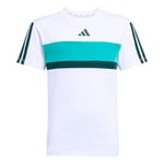 adidas 3 Stripes Tiberio Çocuk Tişört, 7-8 Yaş, 01-JX0192-4, Beyaz, Unisex Çocuk