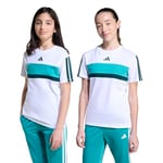 adidas 3 Stripes Tiberio Çocuk Tişört, 7-8 Yaş, 01-JX0192-4, Beyaz, Unisex Çocuk