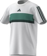 adidas 3 Stripes Tiberio Çocuk Tişört, 7-8 Yaş, 01-JX0192-4, Beyaz, Unisex Çocuk