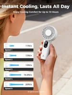 Aecooly Güçlü Taşınabilir Fan, Güçlü El Fan, USB Şarj Edilebilir | [10H Maksimum Soğutma Süresi], Mini Kişisel Pilli, Seyahat için Cep, Yaz, Kadınlar, Kızlar için Hediyeler -Beyaz