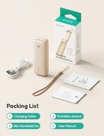 Aecooly İnce Taşınabilir Fan, İnce El Fan, USB Şarj Edilebilir Mini Kişisel [24H Maksimum Soğutma Süresi], Seyahat için Akülü Küçük Katlanabilir Cep, Yaz, Kadınlar, Kızlar için Hediyeler -Bej