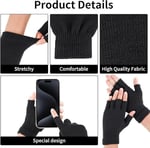 AEE® 2 Çift Yarım Parmak Eldiven – Örme Siyah Unisex Eldiven | Kesik Parmak Parmaksız Kışlık Erkek Kadın Eldiven