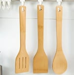 AEE® 5'li Büyük Boy Doğal Bambu Kaşık Spatula Mutfak Tahta Kaşık Seti 30cm