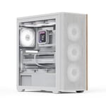 Aerocool D501A ARGB Fanlı Beyaz ATX Bilgisayar Kasası - Seçenekler: Ahşap Vurgulu Örgü Ön, File Ön