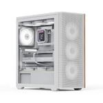 Aerocool D501A ARGB Fanlı Beyaz ATX Bilgisayar Kasası - Seçenekler: Ahşap Vurgulu Örgü Ön, File Ön