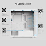 Aerocool D501A ARGB Fanlı Beyaz ATX Bilgisayar Kasası - Seçenekler: Ahşap Vurgulu Örgü Ön, File Ön