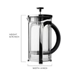 aerolatte French Press mikro filtreli, paslanmaz çelik, borosilikat cam kahve demliği, 1000 ml