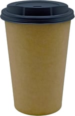 Afra Tedarik 16 Oz Karton Bardak Latte Kahve Kağıt Bardak 480 ml (Siyah Kapaklı 100 Adet)