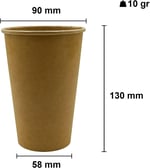 Afra Tedarik 16 Oz Karton Bardak Latte Kahve Kağıt Bardak 480 ml (Siyah Kapaklı 100 Adet)