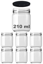 Afracam 10-1000 ml Farklı Boyutlarda Kavanoz (10-1000 Arası) cc Konserve Metal Kapaklı Cam Kavanoz 6 Adet (Şeffaf, 210 cc) - Seçenekler: 29 cc, 40 cc, 67cc, 105 cc (Kısa), 105 cc (Uzun), 190cc...