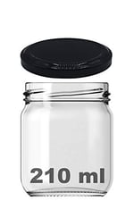 Afracam 10-1000 ml Farklı Boyutlarda Kavanoz (10-1000 Arası) cc Konserve Metal Kapaklı Cam Kavanoz 6 Adet (Şeffaf, 210 cc) - Seçenekler: 29 cc, 40 cc, 67cc, 105 cc (Kısa), 105 cc (Uzun), 190cc...
