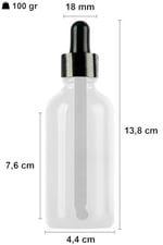 Afracam 100 ml Metal Kapaklı Damlalık Dropper Şişesi Serum 100 cc Cam Şişe 6 Adet (Siyah Kapak, Şeffaf)