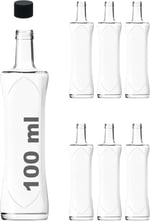 Afracam 100 ml Şeffaf Piramit Sosluk 100 cc Kapaklı Kavisli Cam Şişe 6 Adet (Gümüş (Metal))