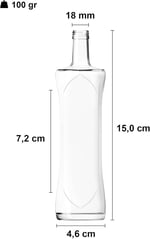 Afracam 100 ml Şeffaf Piramit Sosluk 100 cc Kapaklı Kavisli Cam Şişe 6 Adet (Gümüş (Metal))