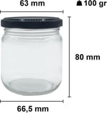 Afracam 210 ml Siyah Metal Kapaklı Şeffaf Cam Kavanoz 9 Adet