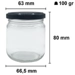 Afracam 210 ml Siyah Metal Kapaklı Şeffaf Cam Kavanoz 9 Adet