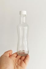 Afracam 250 ml Şeffaf İnce Belli Kapaklı Cam Şişe 250 cc Meşrubat Şişesi 6 Adet (Beyaz Kapak)