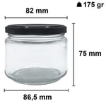 Afracam 300 ml Metal Siyah Kapaklı Şeffaf Cam Kavanoz 10 Adet