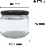 Afracam 300 ml Metal Siyah Kapaklı Şeffaf Cam Kavanoz 10 Adet