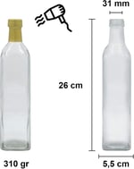 Afracam 500 ml Şeffaf Maraska Kilitli Kapaklı ve Kapüşonlu Boş Cam Şişe 30 Adet