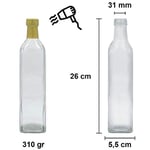 Afracam 500 ml Şeffaf Maraska Kilitli Kapaklı ve Kapüşonlu Boş Cam Şişe 30 Adet