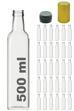 Afracam 500 ml Şeffaf Maraska Kilitli Kapaklı ve Kapüşonlu Boş Cam Şişe 30 Adet