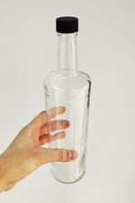 Afracam Dorika Şeffaf Yuvarlak Model 1000 ml Sızdırmaz Kapaklı ve Kapüşonlu Cam Şişe 6 Adet
