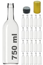 Afracam Standart Şeffaf 750 ml Sızdırmaz Kapaklı ve Kapüşonlu Boş Cam Şişe 20 Adet