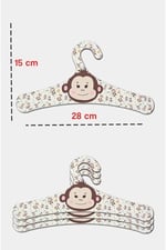 Ahşap Çocuk Askısı Maymun Desenli 12'li Set, askımaymun.