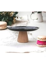 Ahşap Konik Ayaklı Siyah 25 Cm Sunumluk