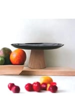 Ahşap Konik Ayaklı Siyah 25 Cm Sunumluk