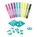 Airbrush Plush - Refill Kit 10 pens (256) | Yıkanabilir renkli kalemleyiciler Airbrush ve yapışkan şablonlarla uyumludur