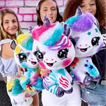Airbrush Plush Tek Boynuzlu At Süslemeli + Üzeri, 4 Yıkamalı Tebeşir Kalemi, Akülü Hava Fırçası, 100+ Çıkartma Şablonu. 6 Yaş ve Üzeri İçin, Beyaz
