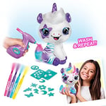 Airbrush Plush Tek Boynuzlu At Süslemeli + Üzeri, 4 Yıkamalı Tebeşir Kalemi, Akülü Hava Fırçası, 100+ Çıkartma Şablonu. 6 Yaş ve Üzeri İçin, Beyaz