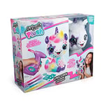 Airbrush Plush Tek Boynuzlu At Süslemeli + Üzeri, 4 Yıkamalı Tebeşir Kalemi, Akülü Hava Fırçası, 100+ Çıkartma Şablonu. 6 Yaş ve Üzeri İçin, Beyaz