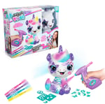 Airbrush Plush Tek Boynuzlu At Süslemeli + Üzeri, 4 Yıkamalı Tebeşir Kalemi, Akülü Hava Fırçası, 100+ Çıkartma Şablonu. 6 Yaş ve Üzeri İçin, Beyaz