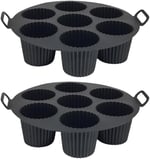 Airfryer Silikon Kek Pişirme Kalıbı 7 Bölmeli, Silikon Cupcake Kek Pişirme Kabı Air Fryer Muffin Fırın Kalıbı (2 ADET SİYAH - 23 CM)