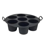 Airfryer Silikon Kek Pişirme Kalıbı 7 Bölmeli, Silikon Cupcake Kek Pişirme Kabı Air Fryer Muffin Fırın Kalıbı (2 ADET SİYAH - 23 CM)