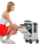 Airwheel SE3miniT 20 İnç Elektrikli Bavullarda Sürme Bagaj Scooterları Akıllı Bagajda Taşımak, Gümüş, 15.16 x 9.84 x 22.64 inches, Bavul