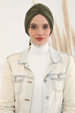 Aisha's Design Büzgülü Penye Bone,B-1 Haki