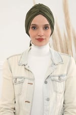 Aisha's Design Büzgülü Penye Bone,B-1 Haki