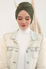 Aisha's Design Büzgülü Penye Bone,B-1 Haki