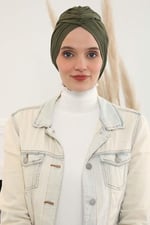 Aisha's Design Büzgülü Penye Bone,B-1 Haki