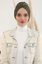 Aisha's Design Büzgülü Penye Bone,B-1 Haki