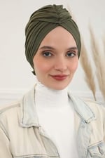 Aisha's Design Büzgülü Penye Bone,B-1 Haki